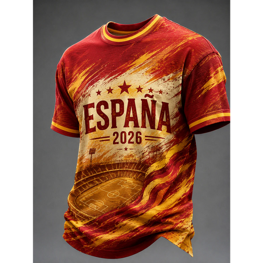 Men's Spanish Football Print Casual Shirt V32 DATND TANTD 050626