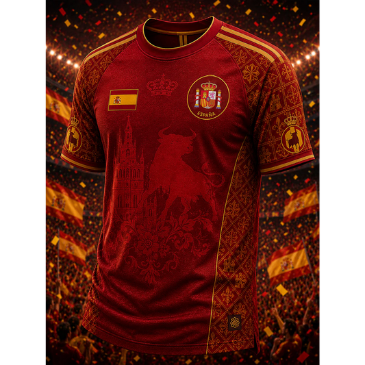 Men's Spanish Football Print Casual Shirt V33 DATND TANTD 050626