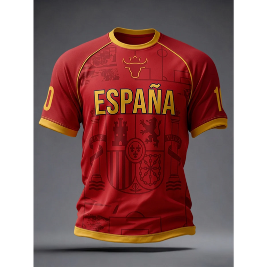 Men's Spanish Football Print Casual Shirt V35 DATND TANTD 050626