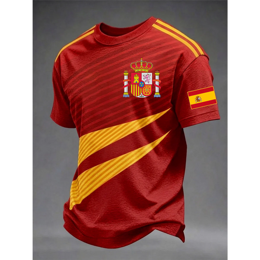 Men's Spanish Football Print Casual Shirt V6 DATND TANTD 050626