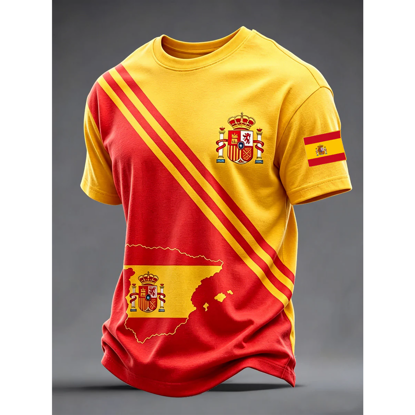 Men's Spanish Football Print Casual Shirt V7 DATND TANTD 050626