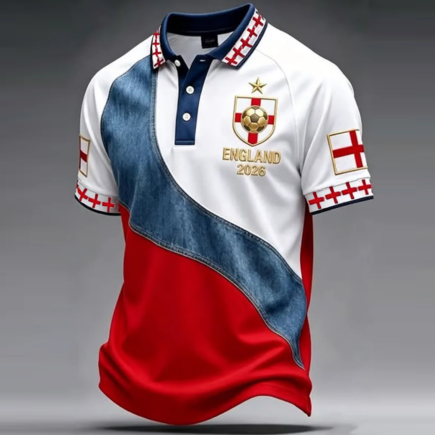 Men's UK Football Lover England Printed polo shirt V6 0106 DatND DVT