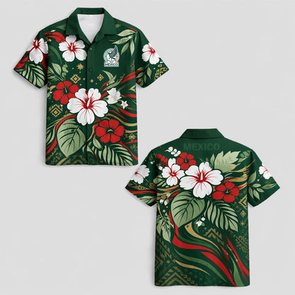 Mexico World Cup 2026 Floral Hawaiian Shirt PVT02 DATND LBN 90526