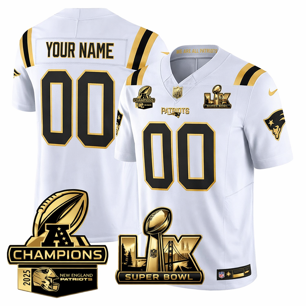 NE AFC Champs & S.B LX Patch Gold Vapor Jersey DDT  NTL