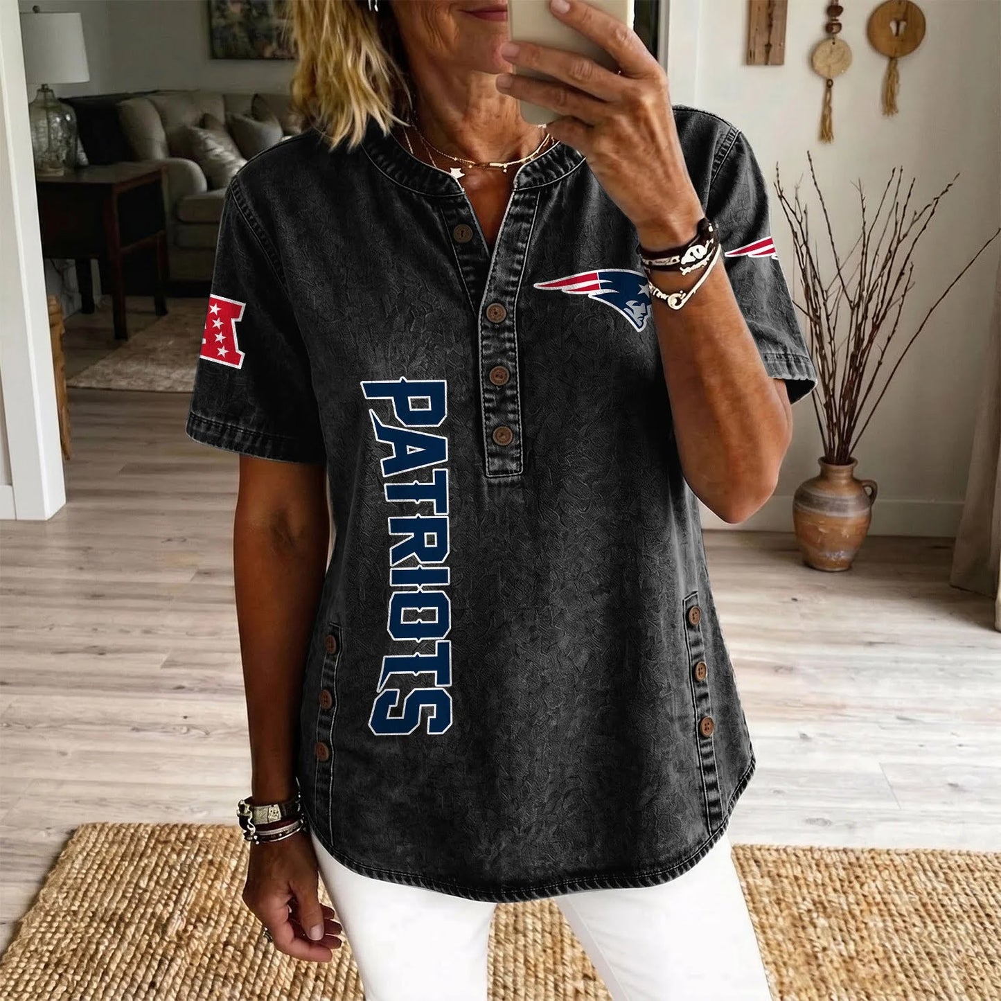 NE x NFL Women‘s Denim Casual Tops DATND LBN 190526