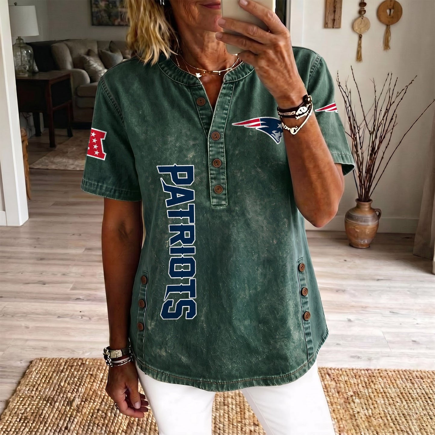 NE x NFL Women‘s Denim Casual Tops DATND LBN 190526