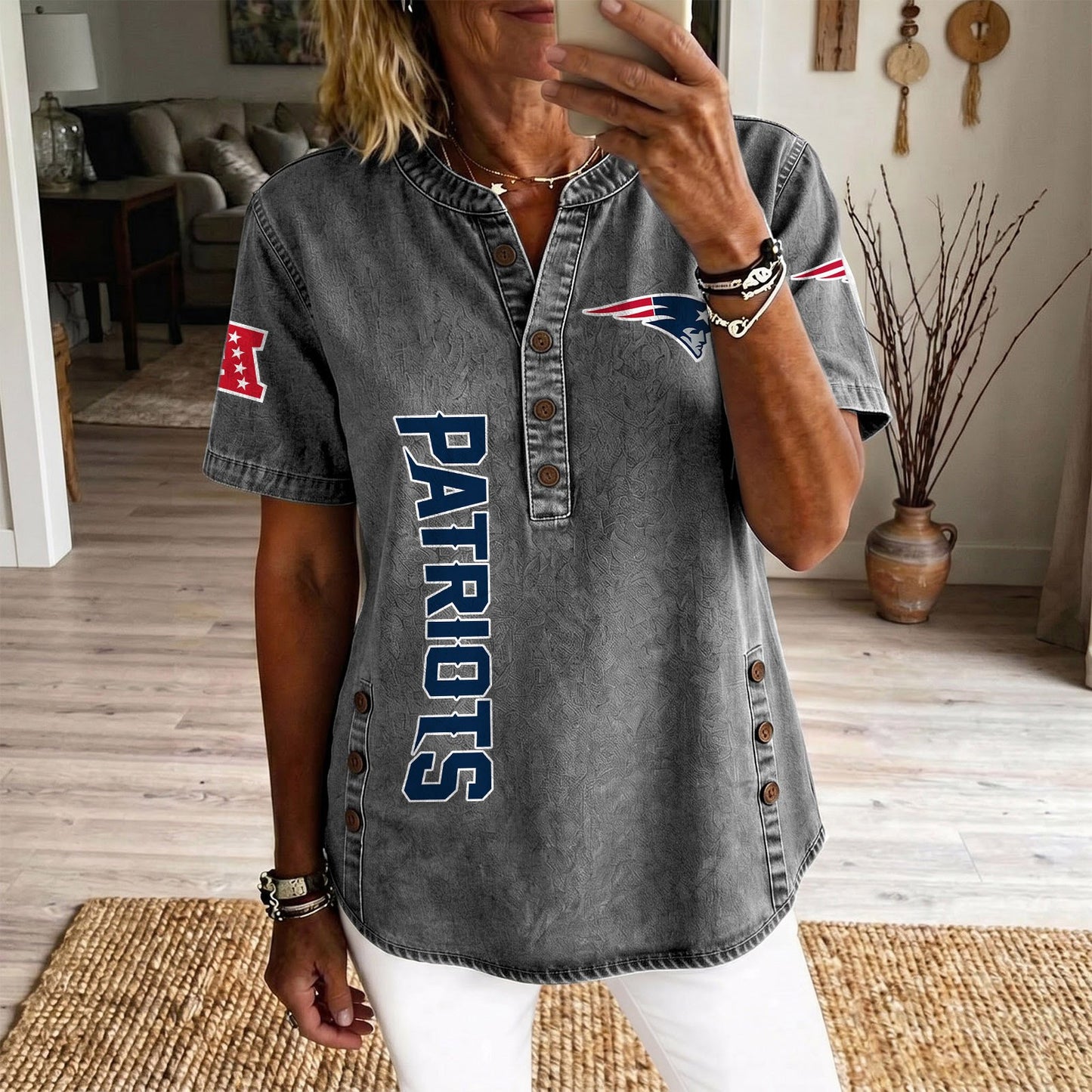 NE x NFL Women‘s Denim Casual Tops DATND LBN 190526