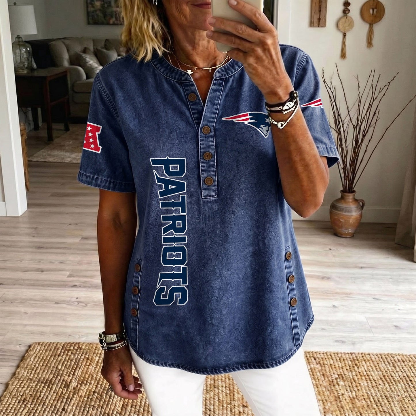 NE x NFL Women‘s Denim Casual Tops DATND LBN 190526