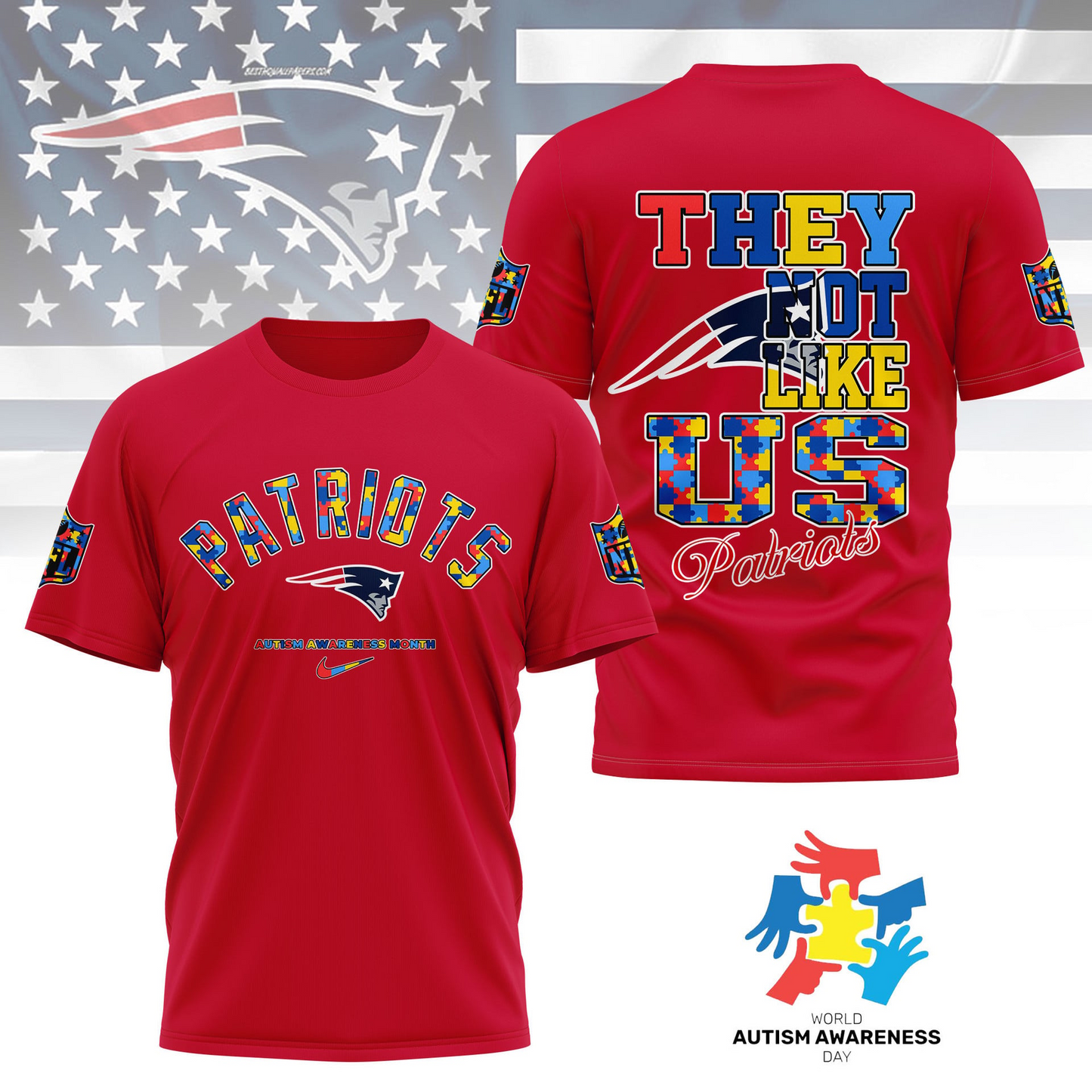 NEP Premium NFL Autism Awareness Month 3D Shirt DDT  NTL