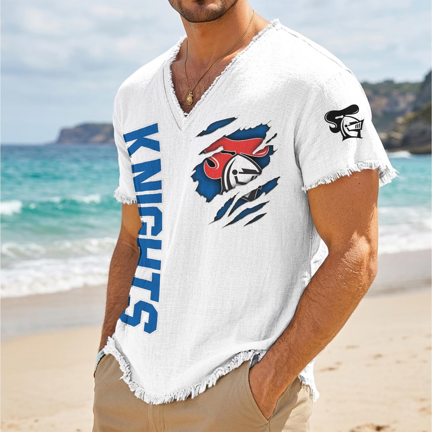 NEW x NRL V-Neck Linen Beach Shirt 1905 DatND DVT