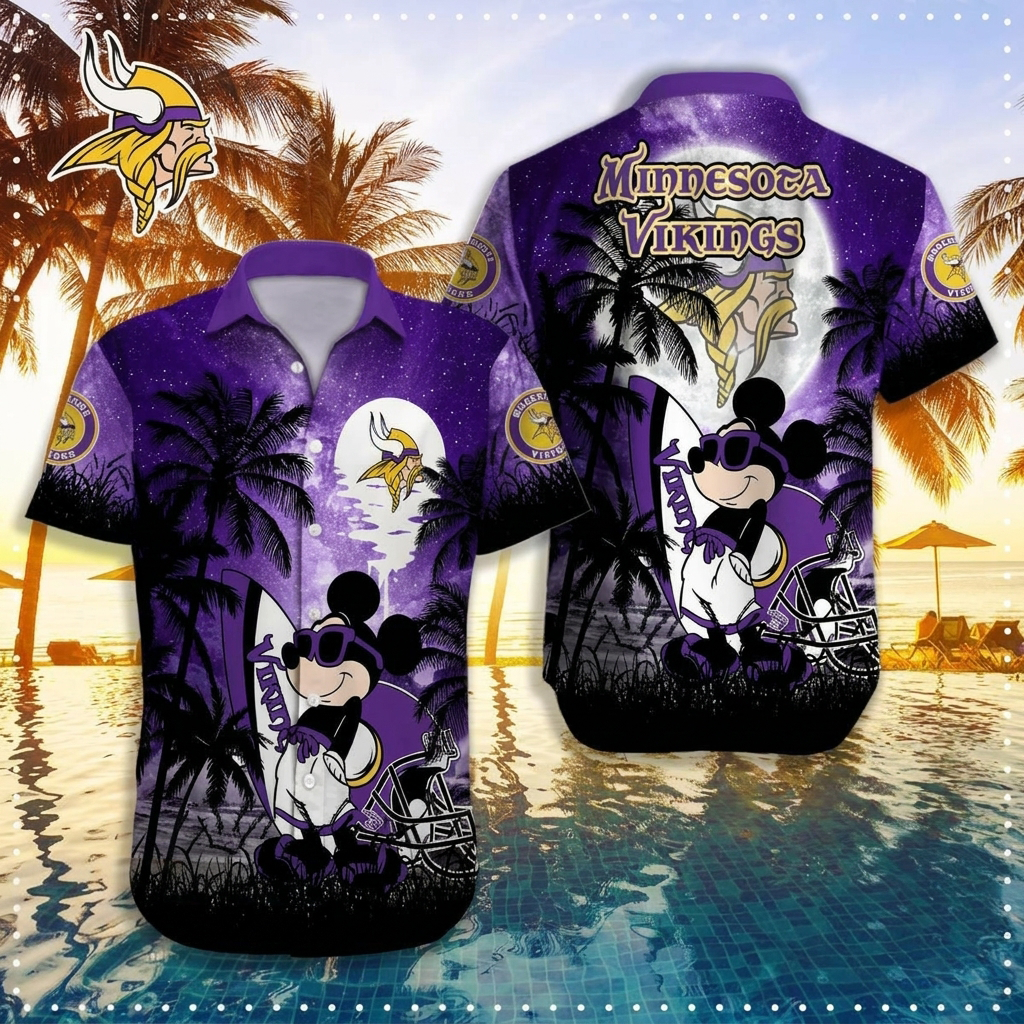 NFL X MIN MK Tropical Trees Hawaiian Shirt HLP 070526 LBN