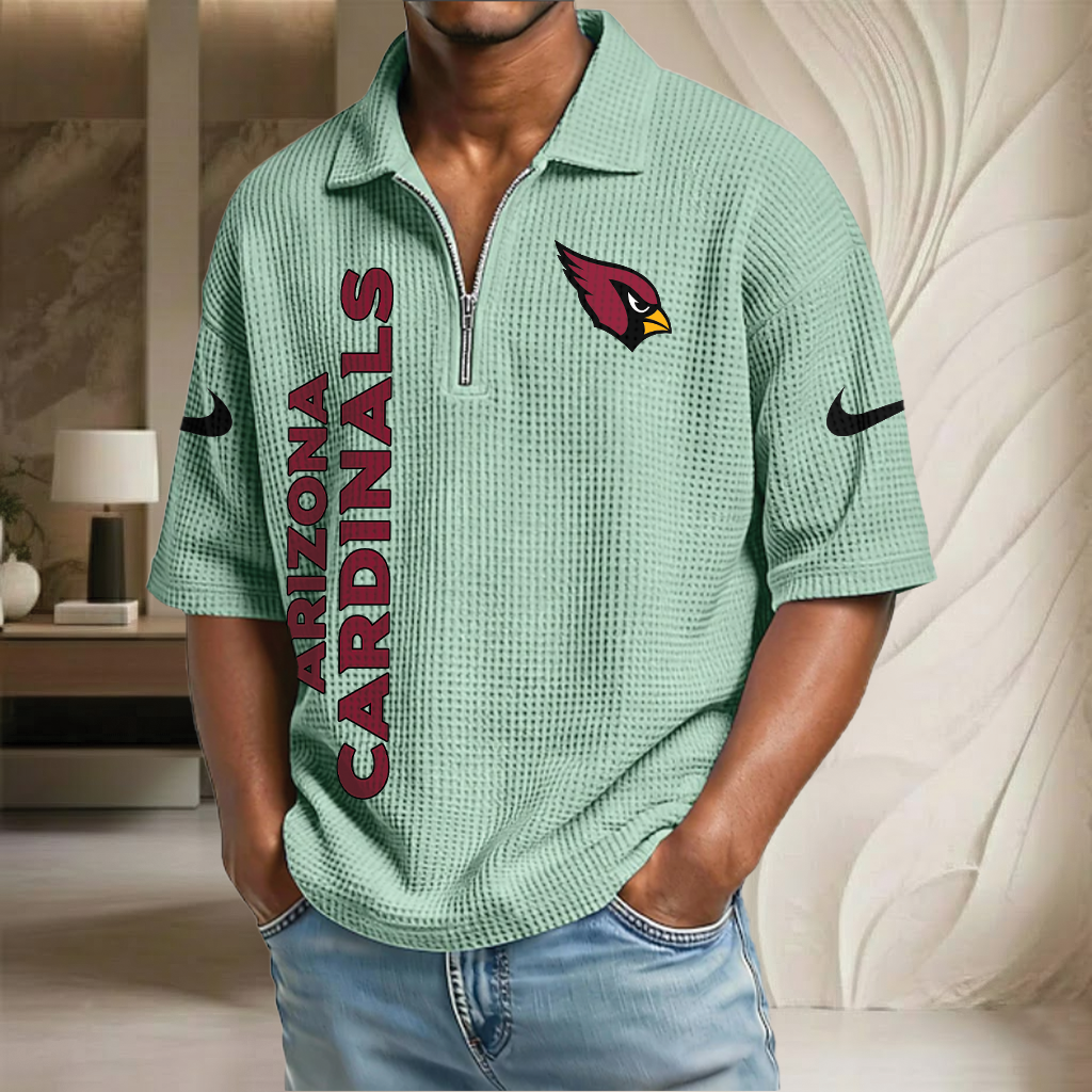 NFL x ARI Waffle Half-Zip Polo Shirt HLP 070326 HLPHUONG