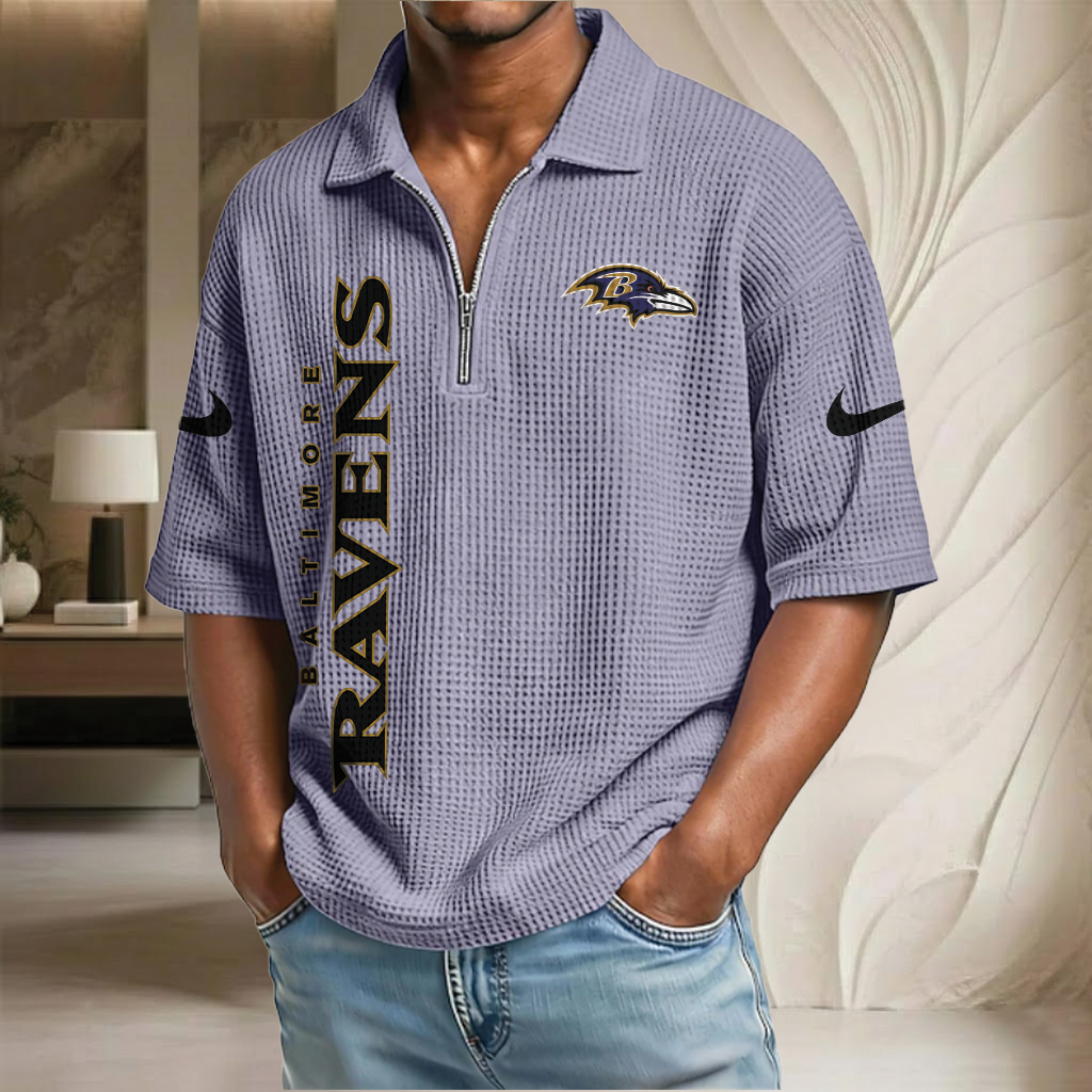 NFL x BAL Waffle Half-Zip Polo Shirt HLP 070326 HLPHUONG