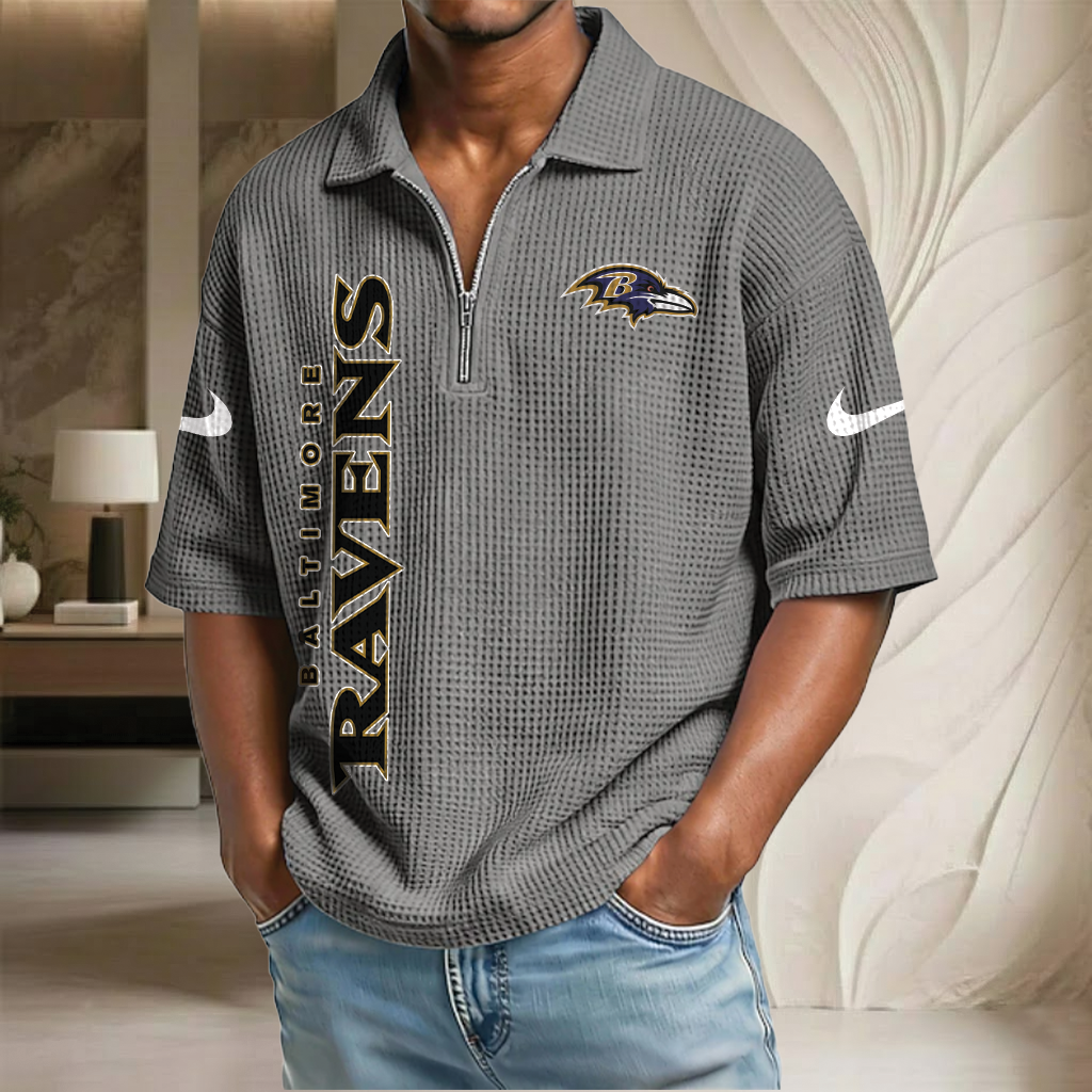 NFL x BAL Waffle Half-Zip Polo Shirt HLP 070326 HLPHUONG