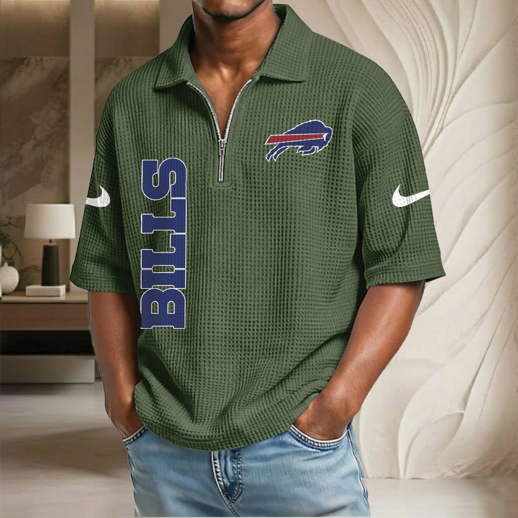 NFL x BUF Waffle Half-Zip Polo Shirt HLP 070326 HLPHUONG