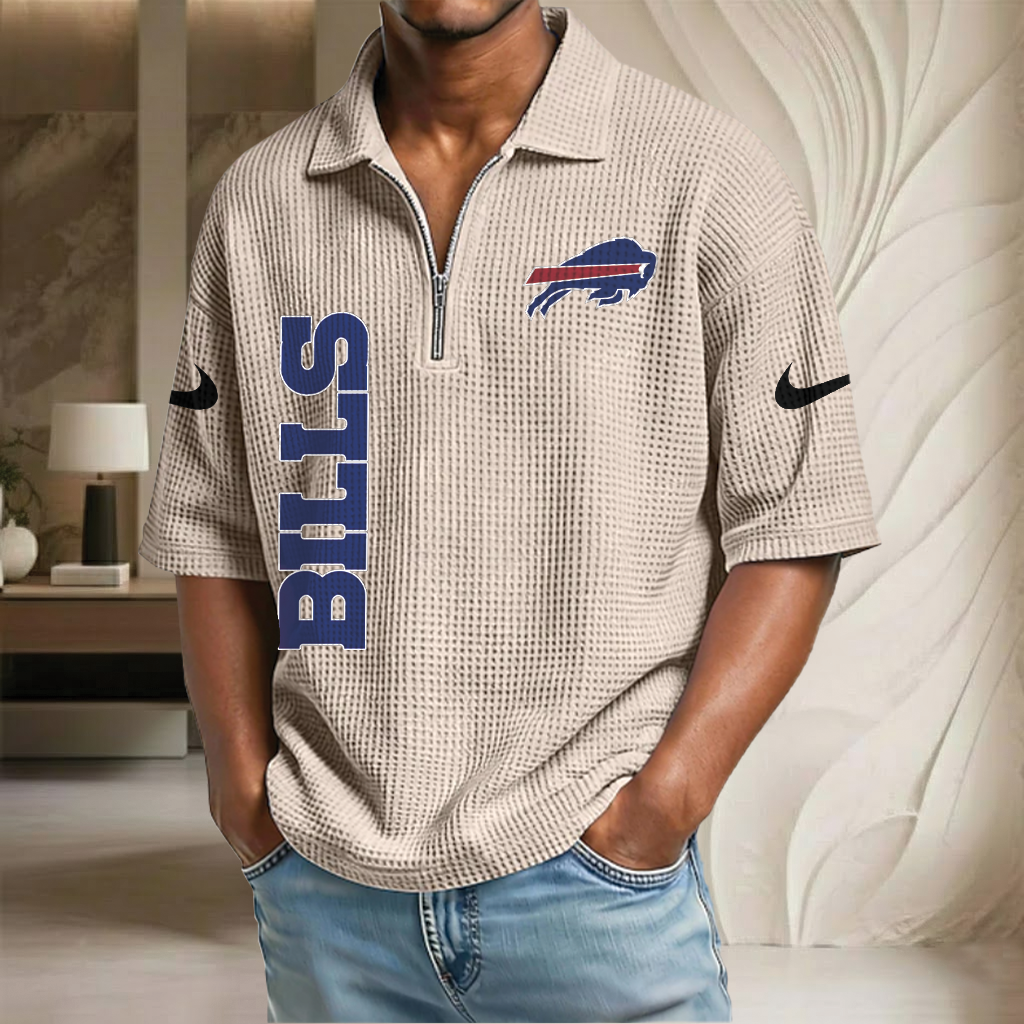 NFL x BUF Waffle Half-Zip Polo Shirt HLP 070326 HLPHUONG
