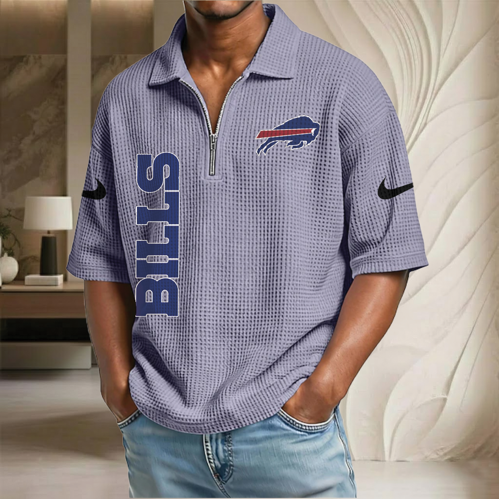 NFL x BUF Waffle Half-Zip Polo Shirt HLP 070326 HLPHUONG