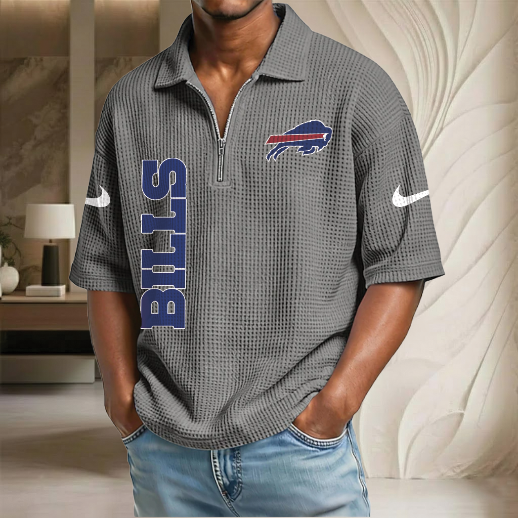 NFL x BUF Waffle Half-Zip Polo Shirt HLP 070326 HLPHUONG