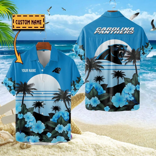 NFL x CAR Football Palm Trees Flower Custom Name Hawaiian Shirt HLP 070526 LBN