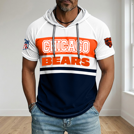 NFL x CHI Football Hooded Short Sleeve Shirt HLP 280426 HLPHUONG