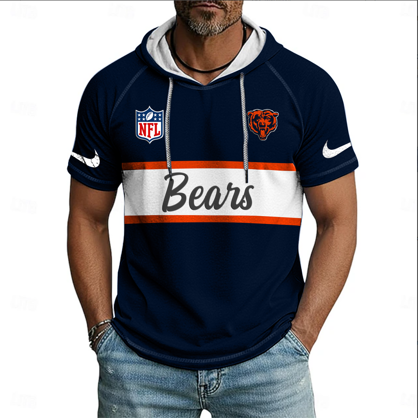 NFL x CHI Sport Hooded Short Sleeve Shirt HLP 20426 HLPHUONG