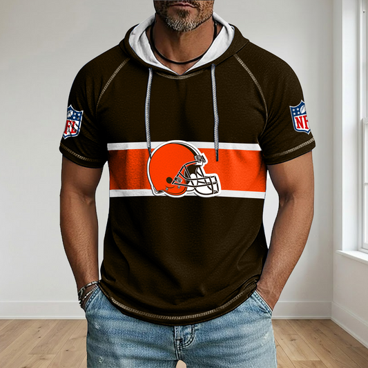 NFL x CLE Best Dad Hooded Short Sleeve Shirt HLP 230426 HLPHUONG