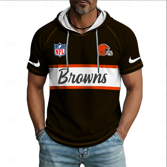 NFL x CLE Sport Hooded Short Sleeve Shirt HLP 20426 HLPHUONG