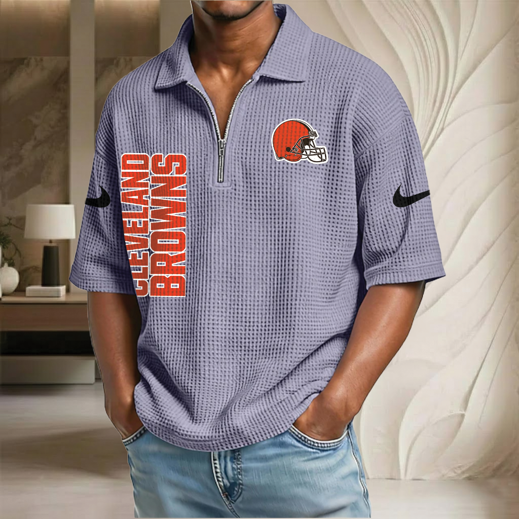 NFL x CLE Waffle Half-Zip Polo Shirt HLP 070326 HLPHUONG