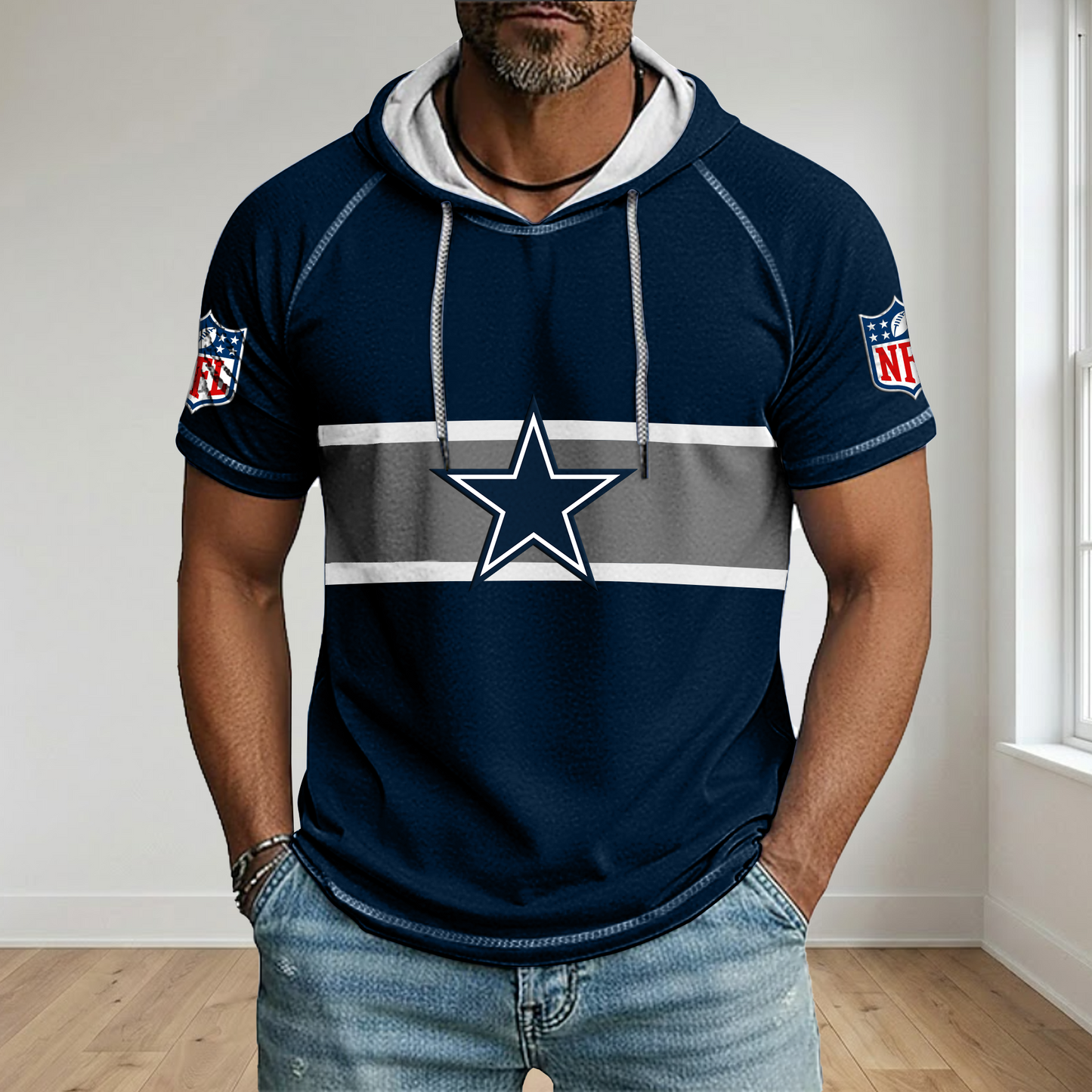 NFL x DAL Best Dad Hooded Short Sleeve Shirt HLP 230426 HLPHUONG