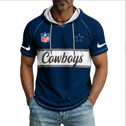 NFL x DAL Sport Hooded Short Sleeve Shirt HLP 20426 HLPHUONG