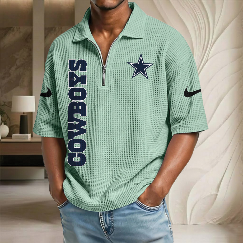 NFL x DAL Waffle Half-Zip Polo Shirt HLP 070326 HLPHUONG