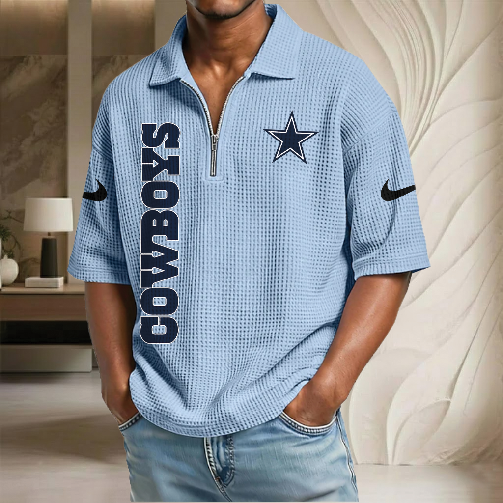 NFL x DAL Waffle Half-Zip Polo Shirt HLP 070326 HLPHUONG