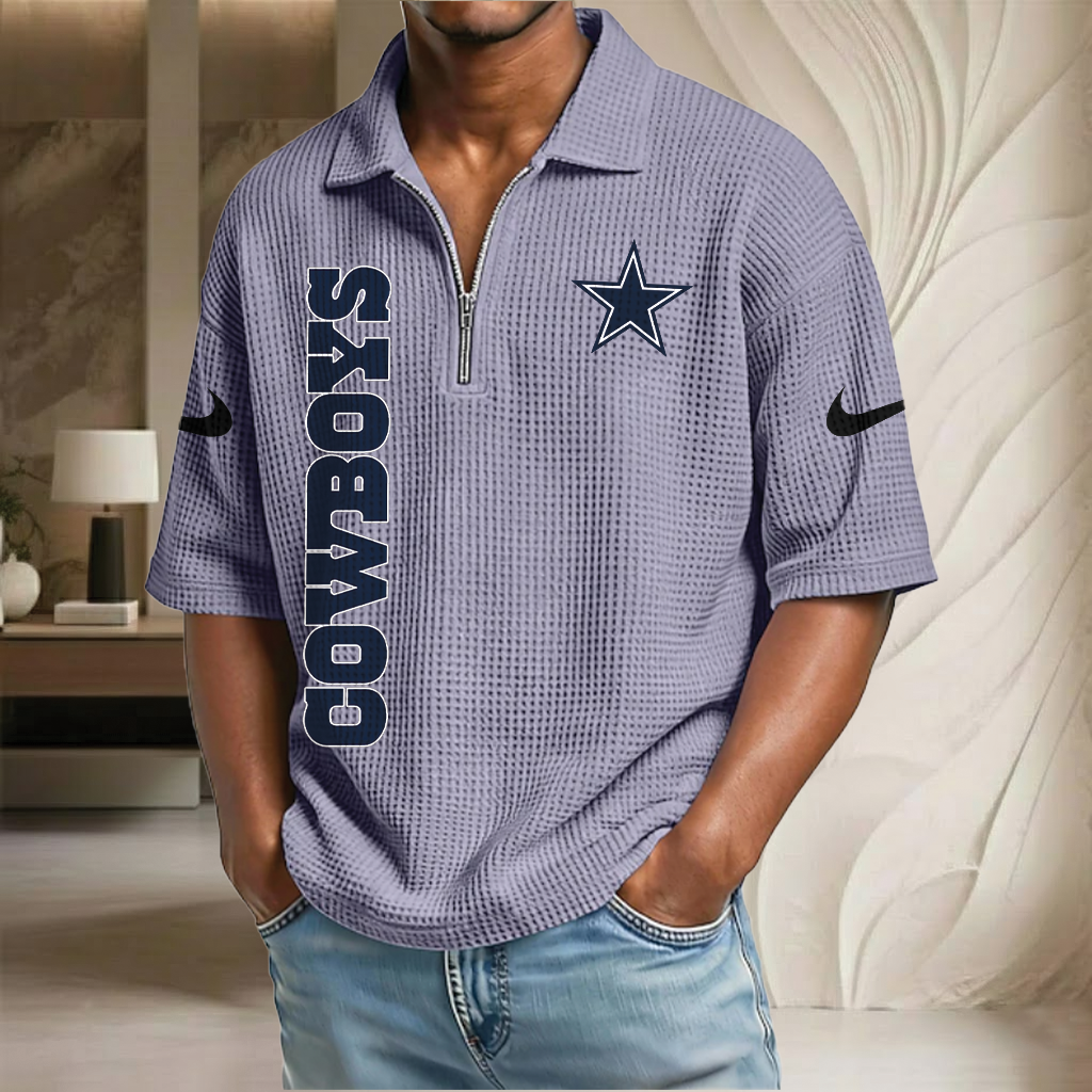 NFL x DAL Waffle Half-Zip Polo Shirt HLP 070326 HLPHUONG