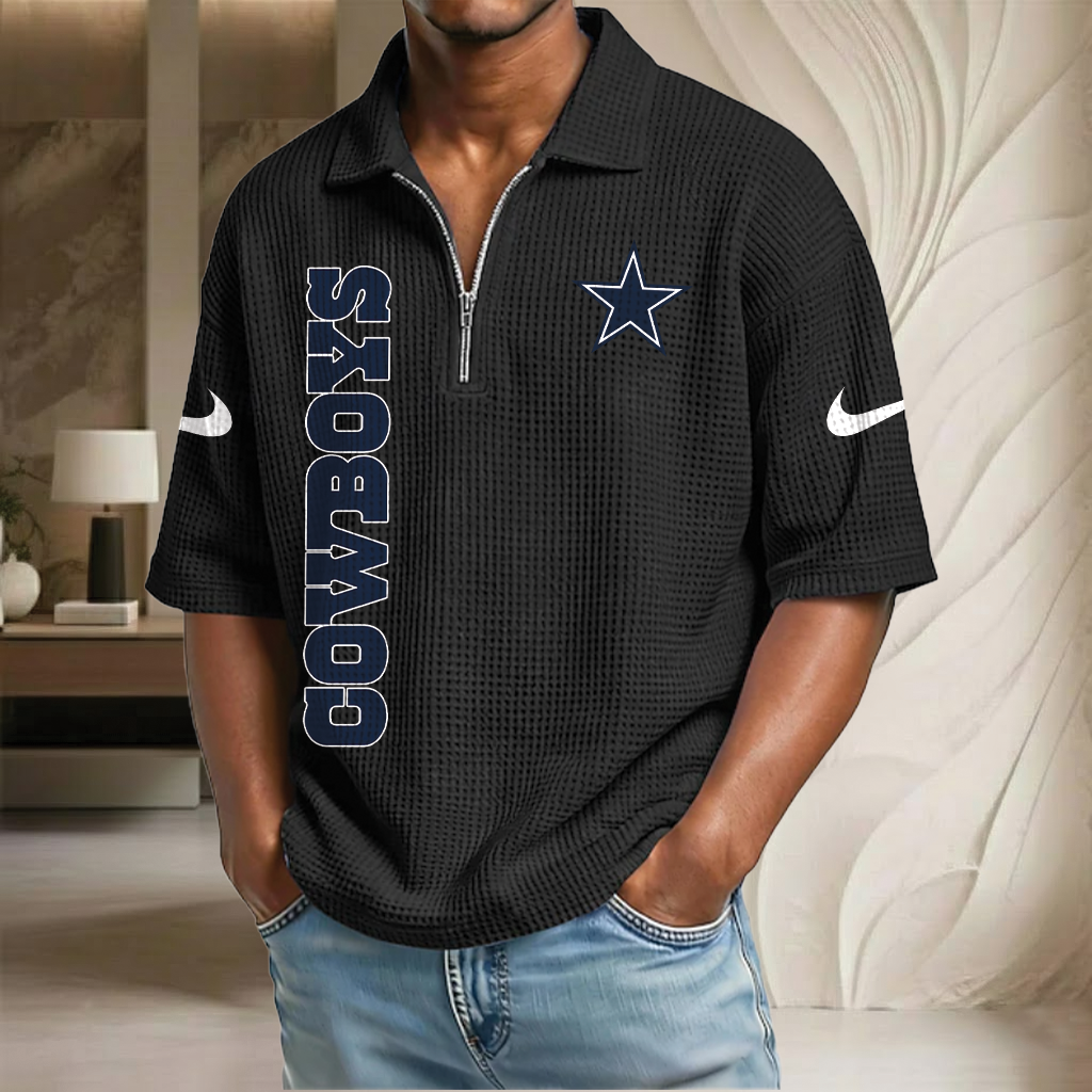 NFL x DAL Waffle Half-Zip Polo Shirt HLP 070326 HLPHUONG
