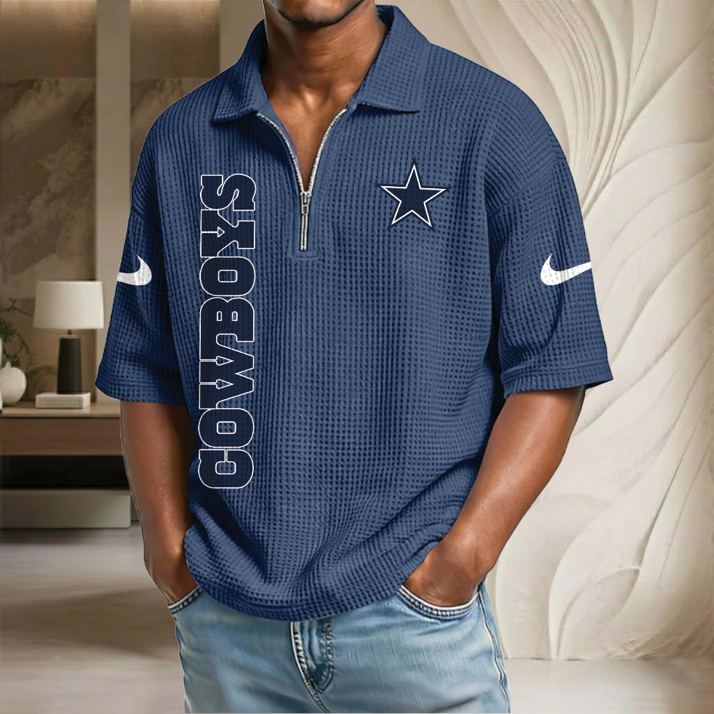 NFL x DAL Waffle Half-Zip Polo Shirt HLP 070326 HLPHUONG