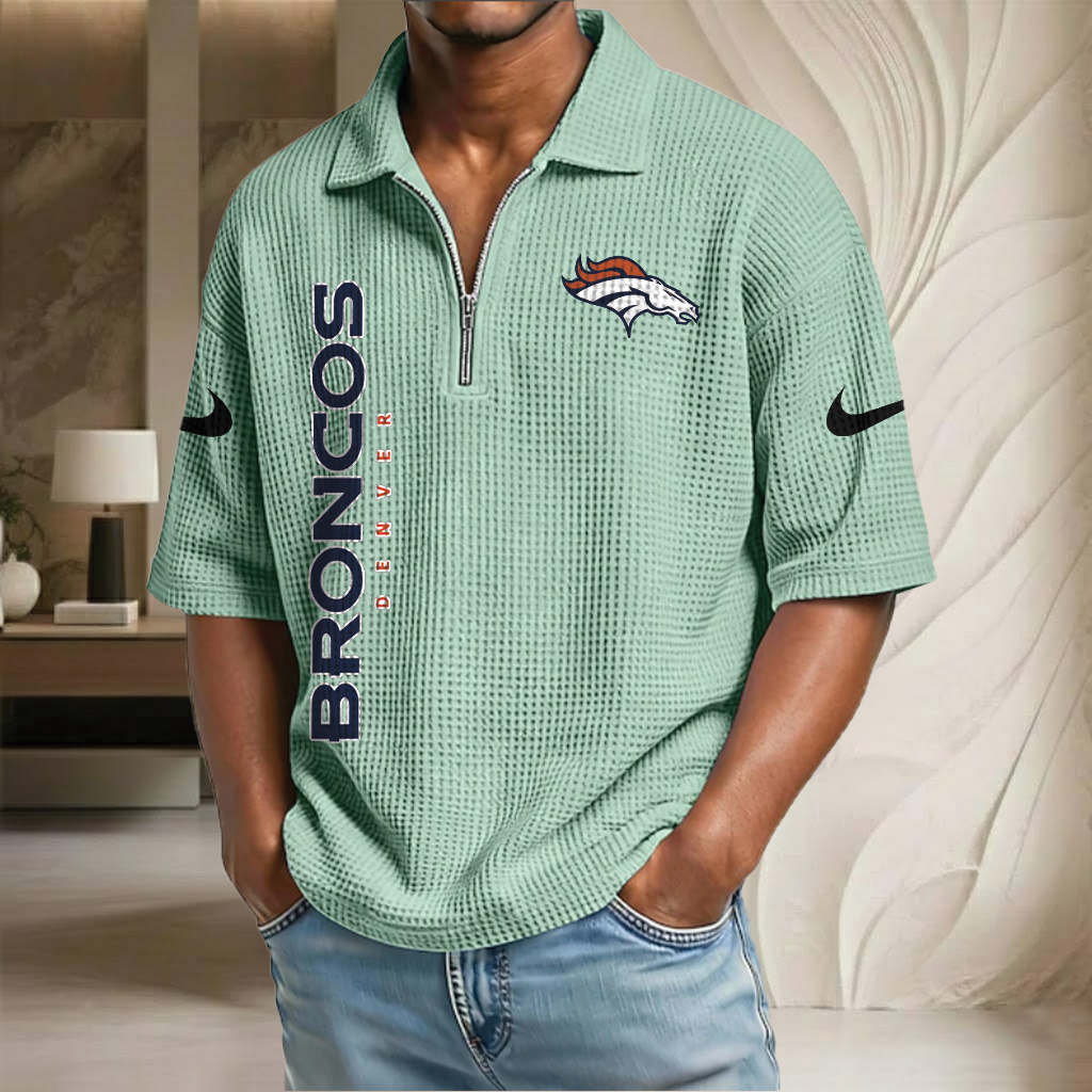 NFL x DEN Waffle Half-Zip Polo Shirt HLP 070326 HLPHUONG