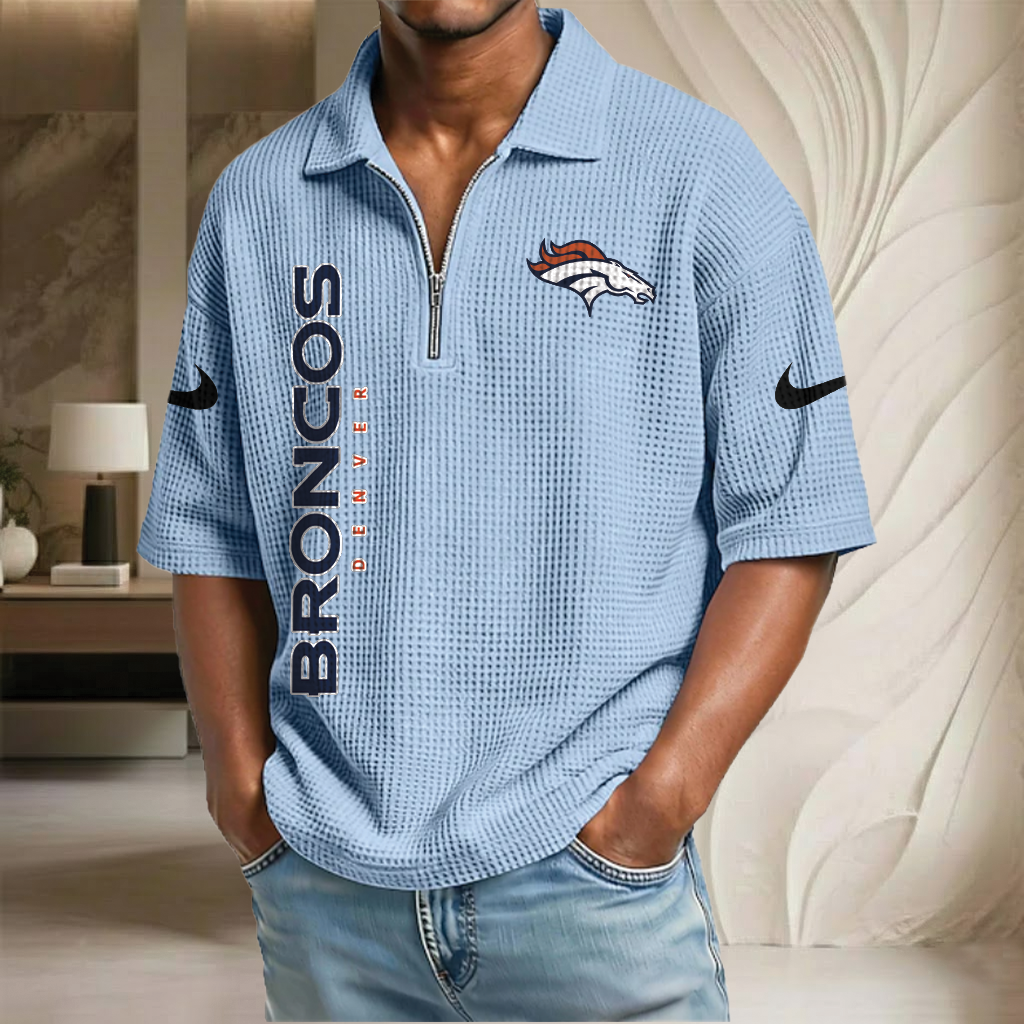 NFL x DEN Waffle Half-Zip Polo Shirt HLP 070326 HLPHUONG