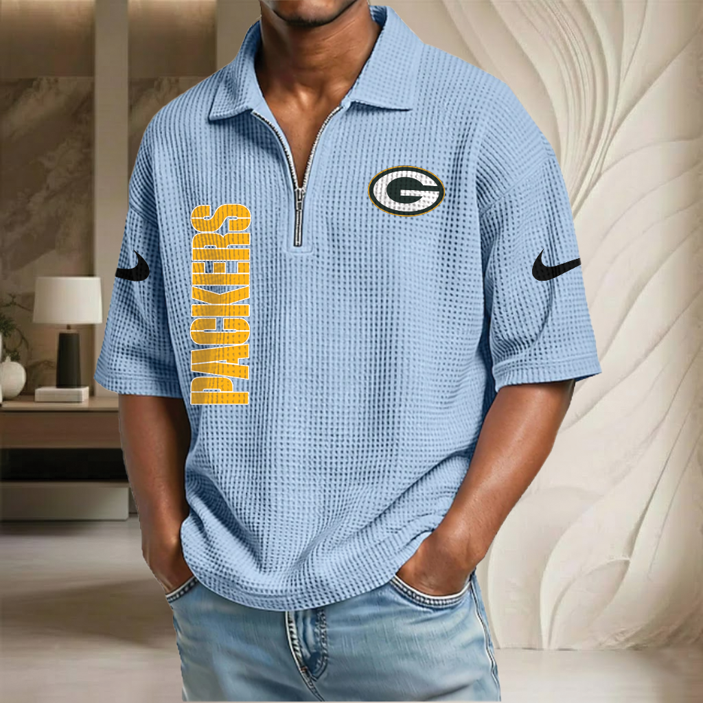 NFL x GB Waffle Half-Zip Polo Shirt HLP 070326 HLPHUONG