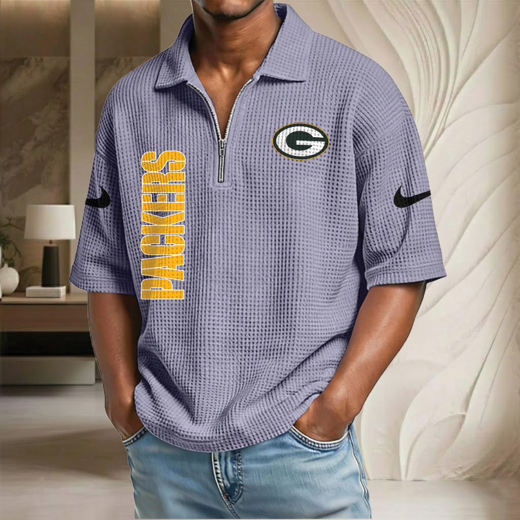 NFL x GB Waffle Half-Zip Polo Shirt HLP 070326 HLPHUONG