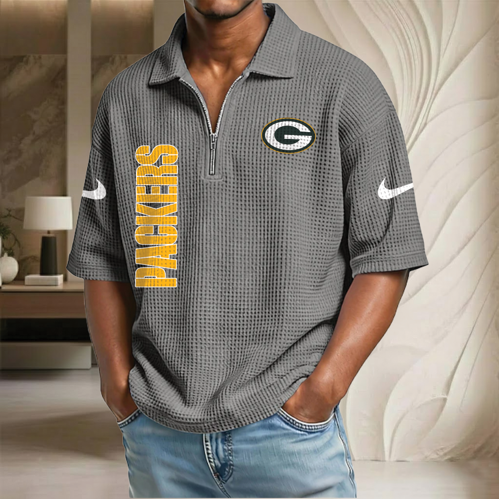 NFL x GB Waffle Half-Zip Polo Shirt HLP 070326 HLPHUONG