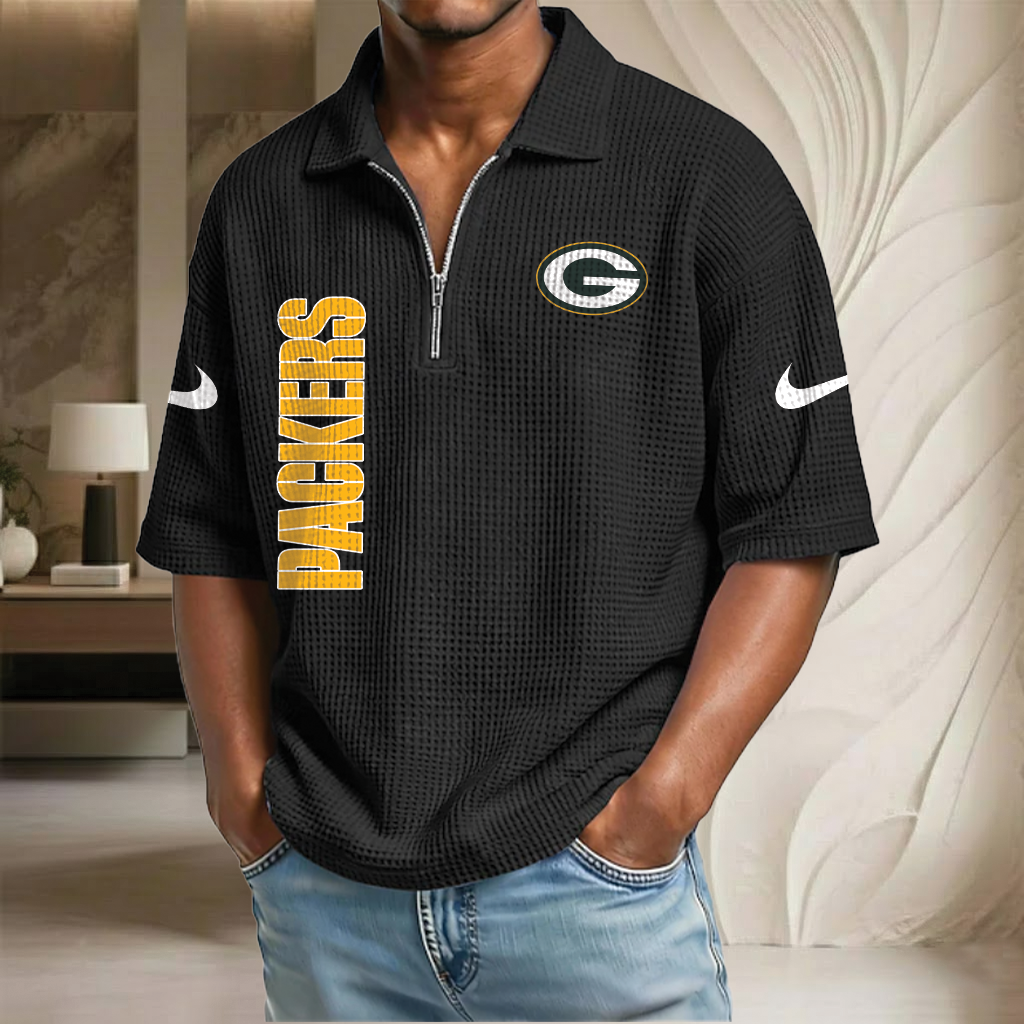 NFL x GB Waffle Half-Zip Polo Shirt HLP 070326 HLPHUONG