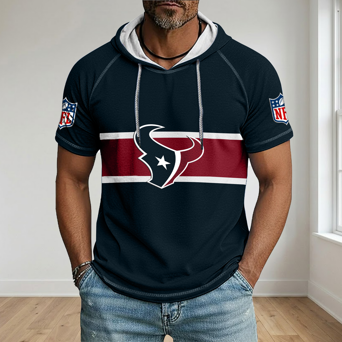 NFL x HOU Best Dad Hooded Short Sleeve Shirt HLP 230426 HLPHUONG