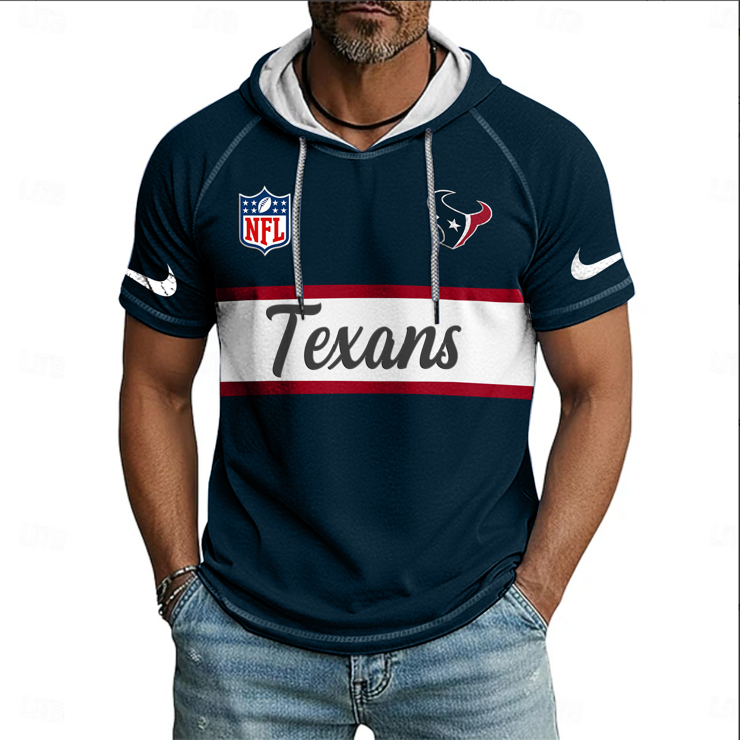 NFL x HOU Sport Hooded Short Sleeve Shirt HLP 20426 HLPHUONG
