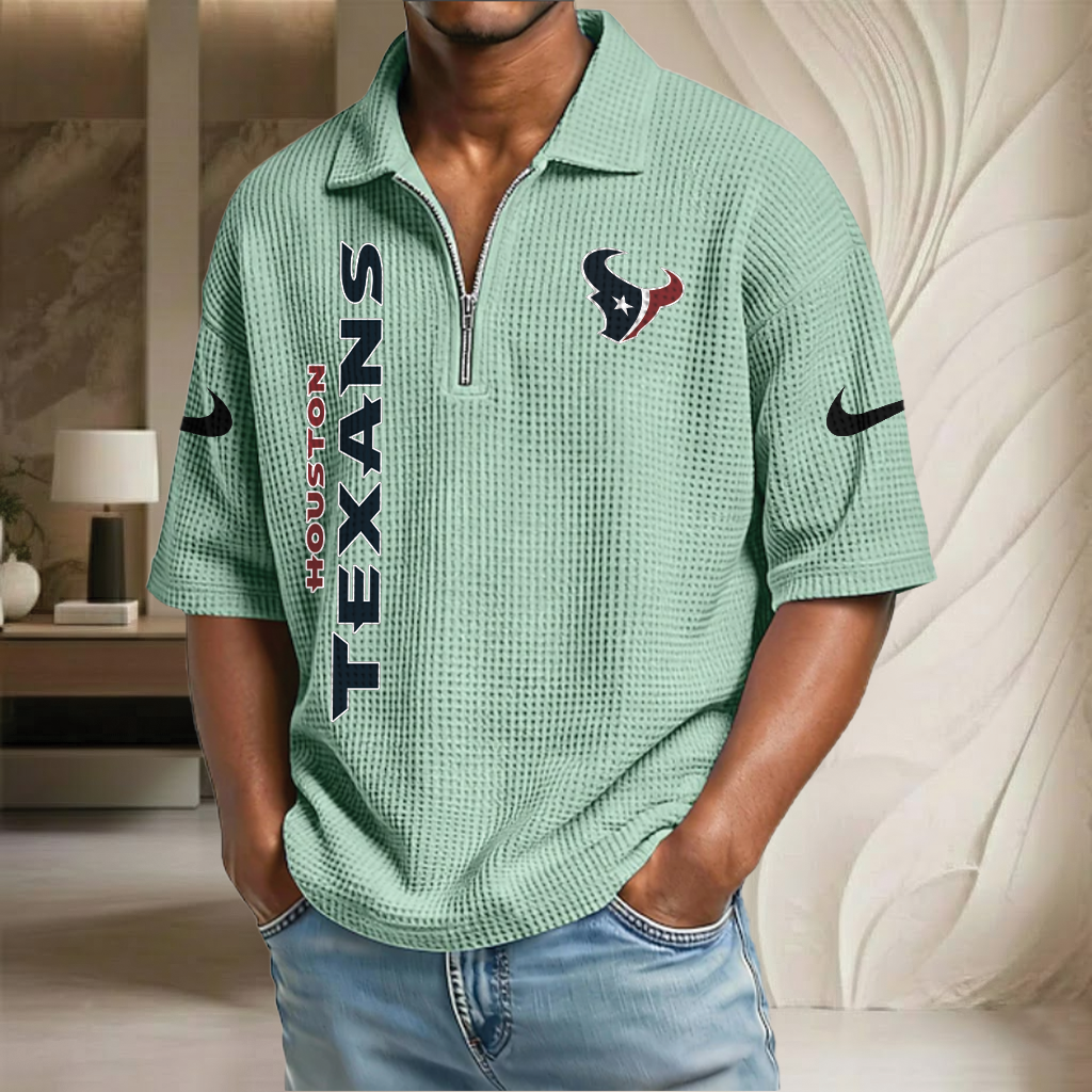 NFL x HOU Waffle Half-Zip Polo Shirt HLP 070326 HLPHUONG