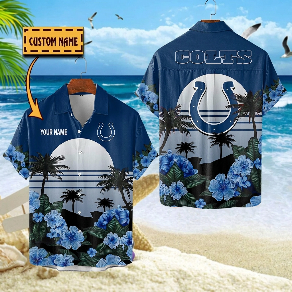 NFL x IND Football Palm Trees Flower Custom Name Hawaiian Shirt HLP 070526 LBN