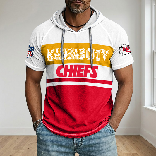 NFL x KC Football Hooded Short Sleeve Shirt HLP 280426 HLPHUONG