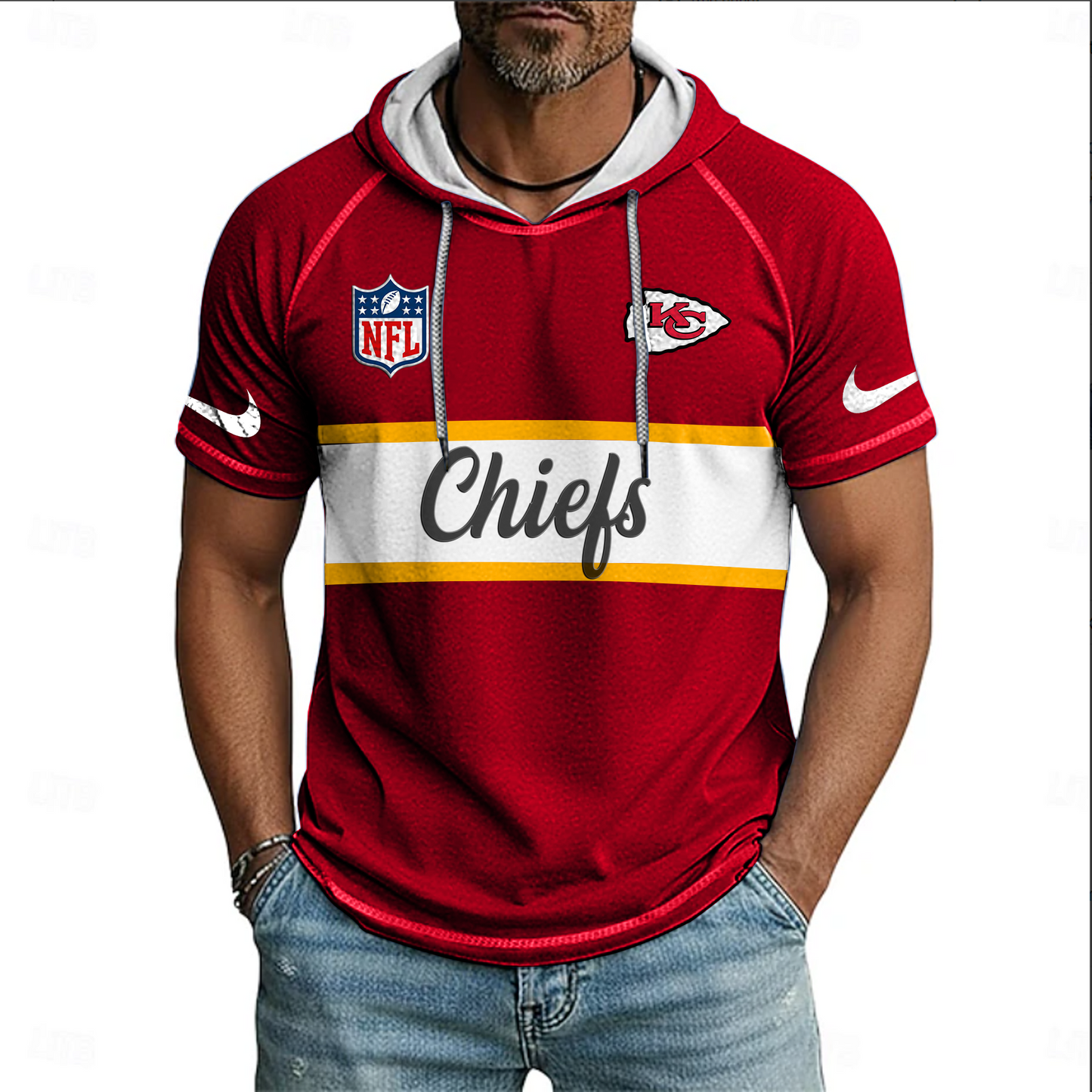 NFL x KC Sport Hooded Short Sleeve Shirt HLP 20426 HLPHUONG