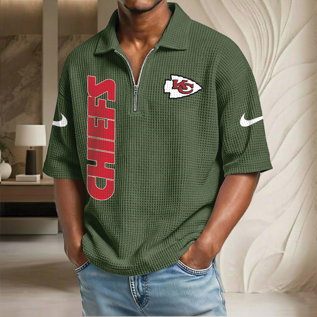 NFL x KC Waffle Half-Zip Polo Shirt HLP 070326 HLPHUONG