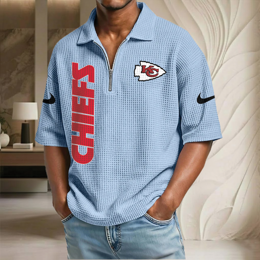 NFL x KC Waffle Half-Zip Polo Shirt HLP 070326 HLPHUONG