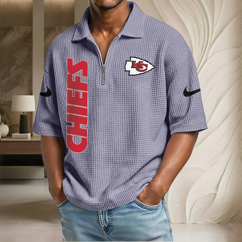 NFL x KC Waffle Half-Zip Polo Shirt HLP 070326 HLPHUONG